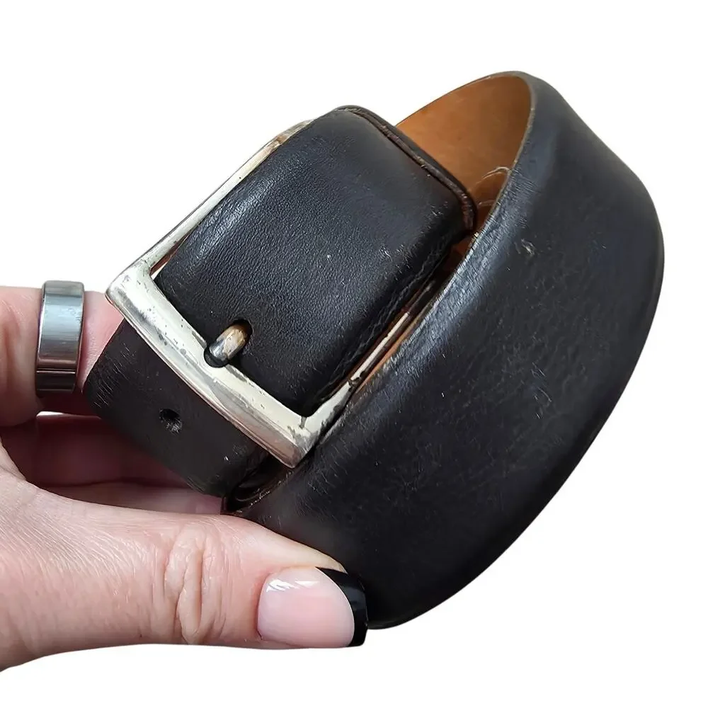 Martin Dingman Dark Brown/Black Leather Dress Belt 100/40 Minimalist Casual